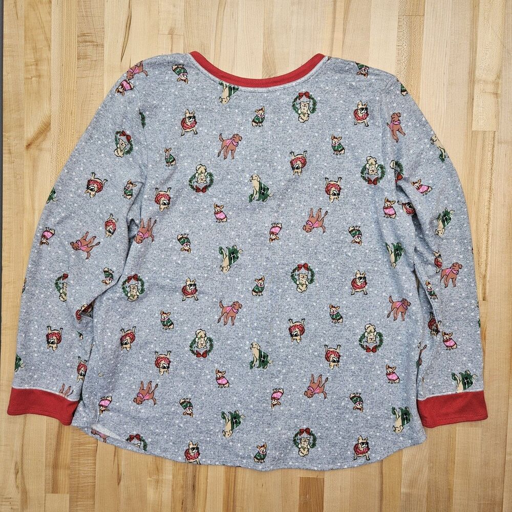 Men's Cuddl Duds Holiday Dogs XL Fleece Pj Shirt Top Christmas Family Matching - Picture 6 of 6